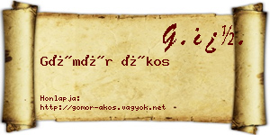 Gömör Ákos névjegykártya